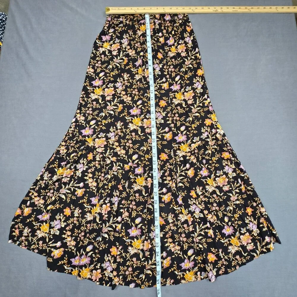 American Eagle Black Floral Maxi Skirt Size 2 Boho Cottage Core - Picture 4 of 4
